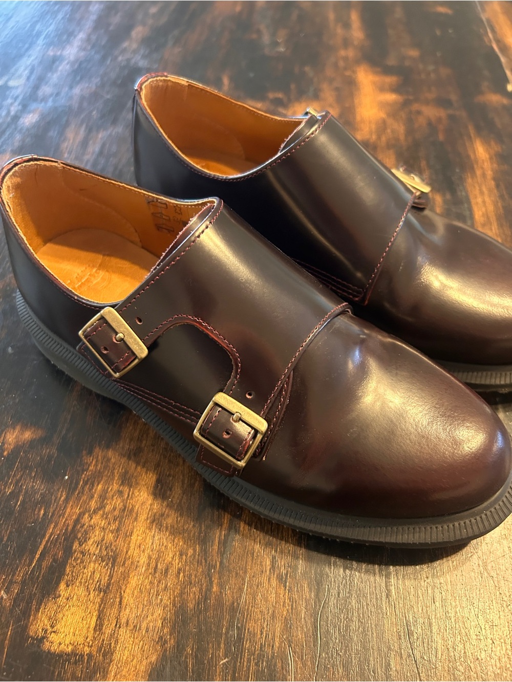 Dr. Martens Double Monk Strap Shoes in Burgundy